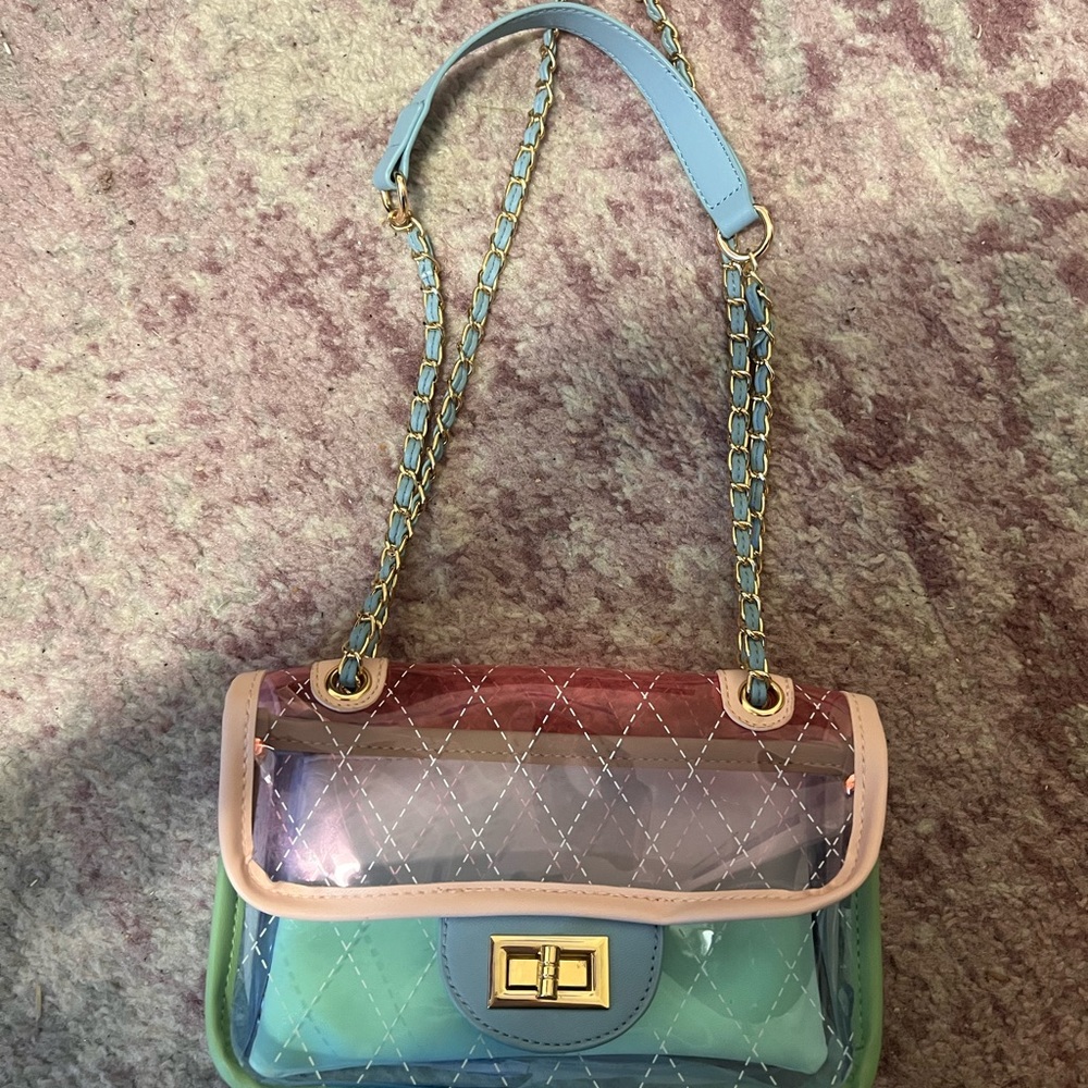 cute muilticolor Clear Rainbow Purse